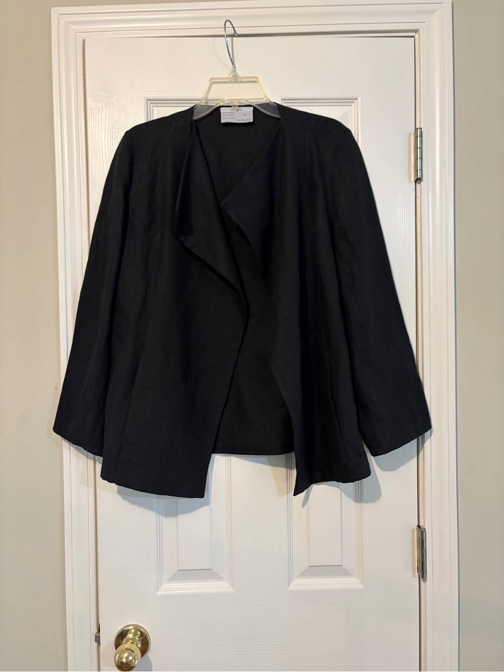 Dusan black linen open front jacket size small ITALY